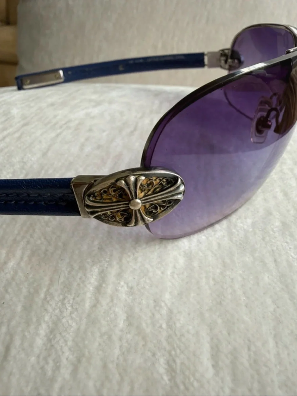 Chrome Hearts Purple Gradient Rimless Sunglasses with Silver Accents